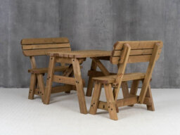 Arbor Garden Solutions Victoria Wooden Picnic Bench And Table Set, Rounded Outdoor Dining Set With Backrest(4Ft, Rustic Brown) - thumbnail 2