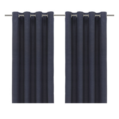 GoodHome Glend Navy Plain Woven Blackout & Thermal Eyelet Curtain (W)228Cm (L)228Cm, Pair - image 1