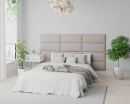 Aspire Easymount Wall Mounted Upholstered Panels, Modular Diy Headboard In Eire Linen Fabric, Off White (Pack Of 2) - thumbnail 4