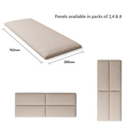 Aspire Easymount Wall Mounted Upholstered Panels, Modular Diy Headboard In Eire Linen Fabric, Off White (Pack Of 2) - thumbnail 5