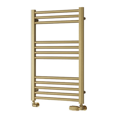 Reina Ottone Modern Ladder Towel Radiator - 800 X 500 mm - Brushed Brass - image 1