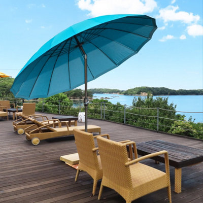 Outsunny 2.5M Round Curved Adjustable Parasol Sun Umbrella Metal Pole Blue - image 1