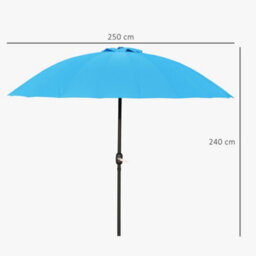 Outsunny 2.5M Round Curved Adjustable Parasol Sun Umbrella Metal Pole Blue - thumbnail 3