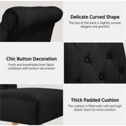 Yaheetech Set Of 2 Black Fabric Upholstered Dining Chairs With High Back - thumbnail 5