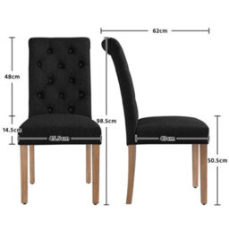 Yaheetech Set Of 2 Black Fabric Upholstered Dining Chairs With High Back - thumbnail 3