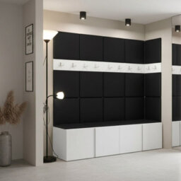 Anteroom Set Orion Ii White Shoe Cabinet Hangers Eco Leather Black Panels