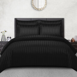 Pamposh Satin Stripe King Size Duvet Cover Sets Premium Hotel Quality Quilt Cover Bedding Set Hypoallergenic Ultra Soft Microfiber - thumbnail 1