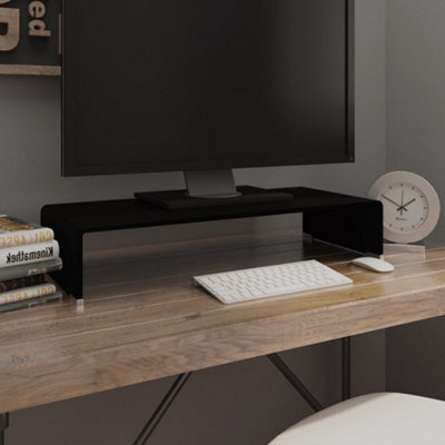 Berkfield Tv Stand/monitor Riser Glass Black 70X30X13 Cm - image 1