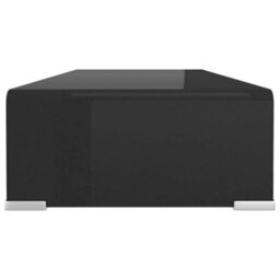 Berkfield Tv Stand/monitor Riser Glass Black 70X30X13 Cm - thumbnail 4