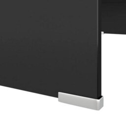 Berkfield Tv Stand/monitor Riser Glass Black 70X30X13 Cm - thumbnail 5
