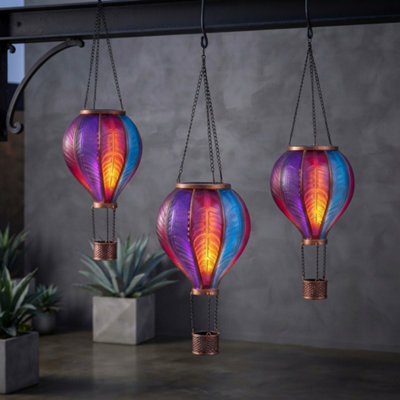 Pluto Packaging Mini Aurora Flaming Balloon Solar Garden Light Hot Air Balloon Hanging Lantern - image 1