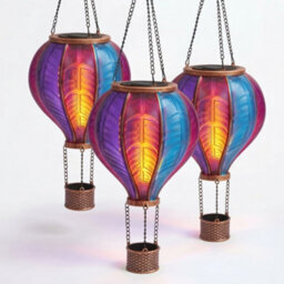 Pluto Packaging Mini Aurora Flaming Balloon Solar Garden Light Hot Air Balloon Hanging Lantern - thumbnail 2