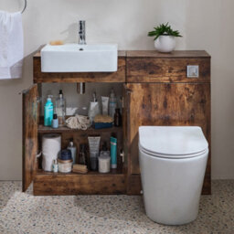 Homestylestore 1050mm Dark Oak Bathroom Combination Vanity Wc Unit With Toilet Pan And Chrome Finger Pull Handle - thumbnail 1