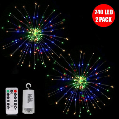 Taylor & Brown 2 Pack 240 Led Fire-Work String Lights, Battery Operated Starburst Lights W/ Remote For Indoor/outdoor Decor - image 1