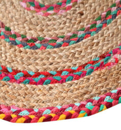 Second Nature Online Fiesta Round Rug Jute Hand Woven With Recycled Fabric / 150 Cm Diameter - thumbnail 3