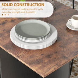 Homcom Foldable Dining Table, Drop Leaf Table With Storage, Rustic Brown - thumbnail 7