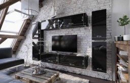 Arte Modern And Stylish White Gloss Floating Entertainment Unit - Tv Stand With Modular Design  - (H)1720mm (W)1880mm (D)380mm - thumbnail 2