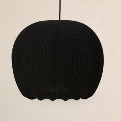 CGC Lighting Cgc Lila Black Rounded Ribbed Stretch Cotton Fabric Lampshade - image 1