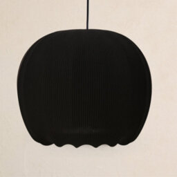 CGC Lighting Cgc Lila Black Rounded Ribbed Stretch Cotton Fabric Lampshade