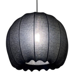 CGC Lighting Cgc Lila Black Rounded Ribbed Stretch Cotton Fabric Lampshade - thumbnail 5