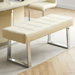 Furniture in Fashion Austin Small Faux Leather Dining Bench In Cream - thumbnail 1