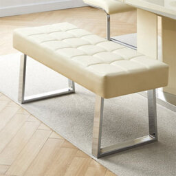 Furniture in Fashion Austin Small Faux Leather Dining Bench In Cream - thumbnail 2