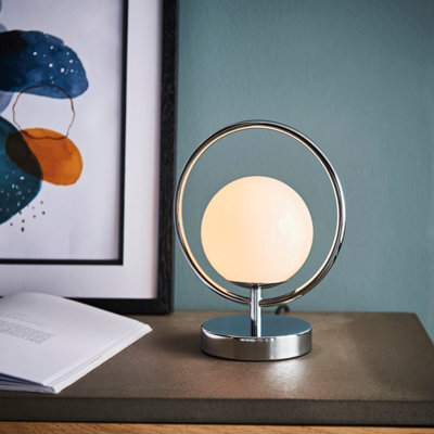 Anson Lighting Shalo Chrome With Opal Glass Shade Trendy 1 Light Table Light - image 1