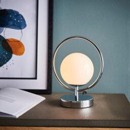 Anson Lighting Shalo Chrome With Opal Glass Shade Trendy 1 Light Table Light - thumbnail 1