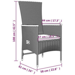 Berkfield 11 Piece Garden Dining Set With Cushions Grey Poly Rattan - thumbnail 9