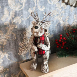 Shatchi 34Cm Christmas Tabletop Decorated With Pines Berries White Penguin Standing Deer - thumbnail 2