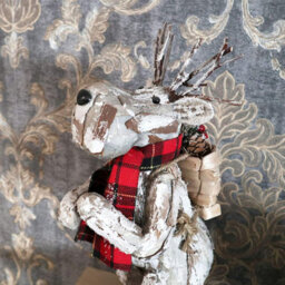Shatchi 34Cm Christmas Tabletop Decorated With Pines Berries White Penguin Standing Deer - thumbnail 3