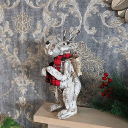 Shatchi 34Cm Christmas Tabletop Decorated With Pines Berries White Penguin Standing Deer - thumbnail 4