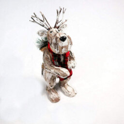 Shatchi 34Cm Christmas Tabletop Decorated With Pines Berries White Penguin Standing Deer - thumbnail 5
