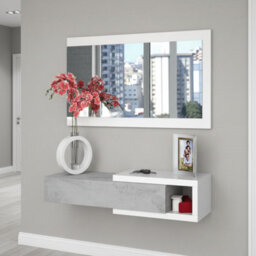 Amos Mann Furniture Kasper Concrete Grey Effect And White Wall Mounted Floating Shelf Hallway Storage Unit 0L6743A - thumbnail 4