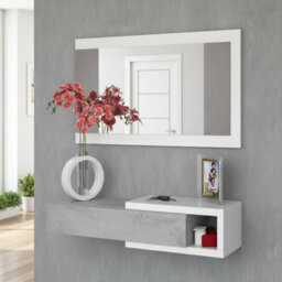 Amos Mann Furniture Kasper Concrete Grey Effect And White Wall Mounted Floating Shelf Hallway Storage Unit 0L6743A - thumbnail 3
