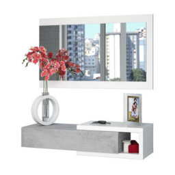 Amos Mann Furniture Kasper Concrete Grey Effect And White Wall Mounted Floating Shelf Hallway Storage Unit 0L6743A - thumbnail 6