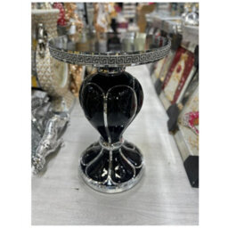 DEENZ Italian End Table Mirrored Crystal Side Table Sparkly Black F048