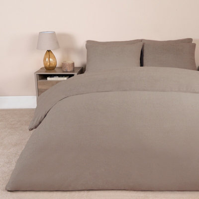 Ohs Teddy Duvet Cover With Pillow Case Bedding Set, Mink - Double - image 1