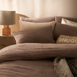 Ohs Teddy Duvet Cover With Pillow Case Bedding Set, Mink - Double - thumbnail 2