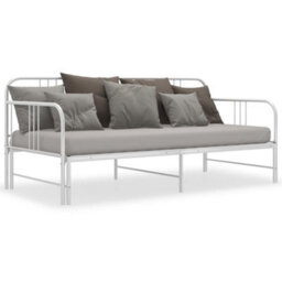 Berkfield Pull-Out Sofa Bed Frame White Metal 90X200 Cm - thumbnail 6