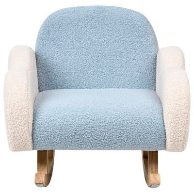 Wyld And Coco Cloudnest Kids Rocking Chair Light Blue Boucle, Indoor Nursery And Playroom Seating, W54 X D54 X H52Cm - image 1