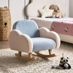 Wyld And Coco Cloudnest Kids Rocking Chair Light Blue Boucle, Indoor Nursery And Playroom Seating, W54 X D54 X H52Cm - thumbnail 2