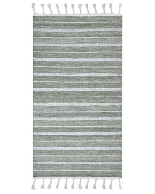 Wyld And Coco Recycled Green Stripe Area Rug 80 X 150 Cm - Handwoven, Indoor/outdoor - image 1