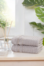 Rapport Home Linear Pure Cotton Face Cloth Towels Set Of 4 (Grey)