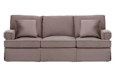Orsina Three Seat Mink Velvet Sofa, Plush Mink Velvet Upholstery With Wooden Base And Key Style Padded Arms - image 1