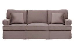 Orsina Three Seat Mink Velvet Sofa, Plush Mink Velvet Upholstery With Wooden Base And Key Style Padded Arms - thumbnail 1