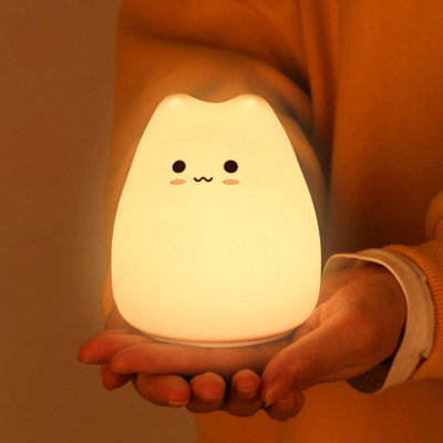 Amorly Silicone Cat Night Light,rechargeable Tap Controlled 7 Color Dimmable Led Lamp, Portable Baby Nightlight For Nursery Bedroom Gifts - image 1