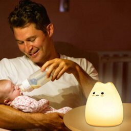 Amorly Silicone Cat Night Light,rechargeable Tap Controlled 7 Color Dimmable Led Lamp, Portable Baby Nightlight For Nursery Bedroom Gifts - thumbnail 2