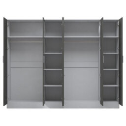 Reflect 2Pc Wardrobe Bundle - 3 Door Mirror + 3 Door Mirror - Grey Gloss & Matt White - H: 180Cm X W: 224Cm X D: 47Cm - thumbnail 7