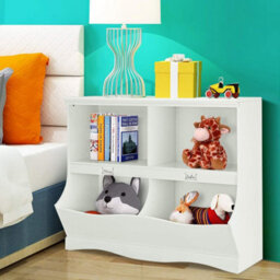 Xample Kids Book Storage Rack Wooden Bookshelf With Footboard Sturdy Children Bookcase With 4 Shelves, Easy Assembly, Ideal For Toy - thumbnail 3